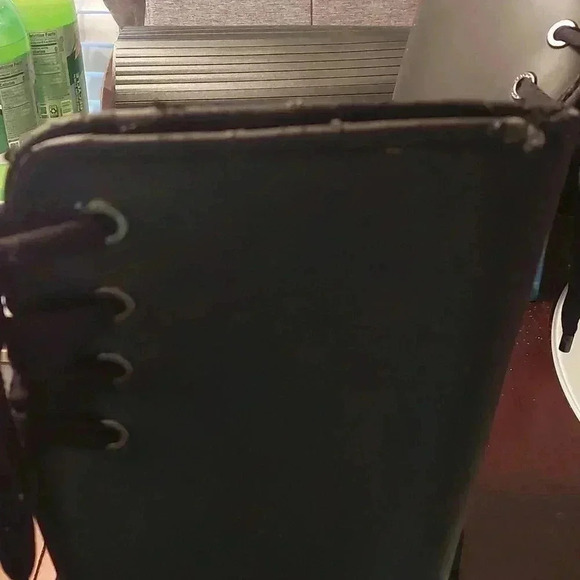 EUC COACH Sz. 8 Black Tristee Lace Up Rubber Rainboots - Picture 7 of 11